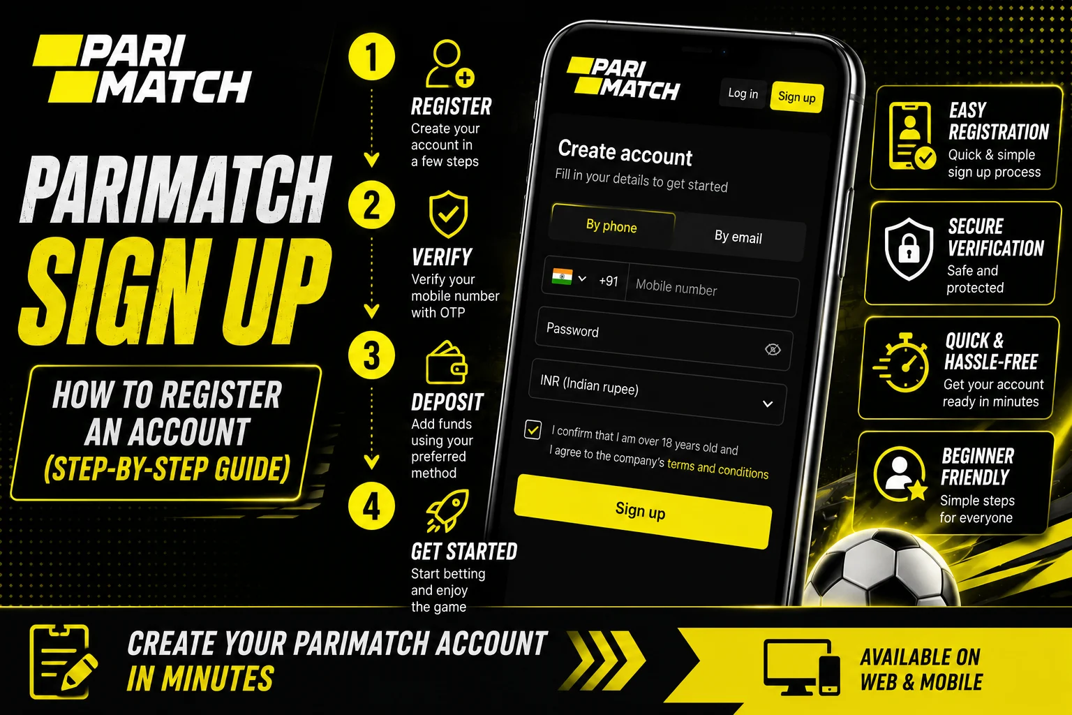 Parimatch Sign Up guide showing how to register an account step by step